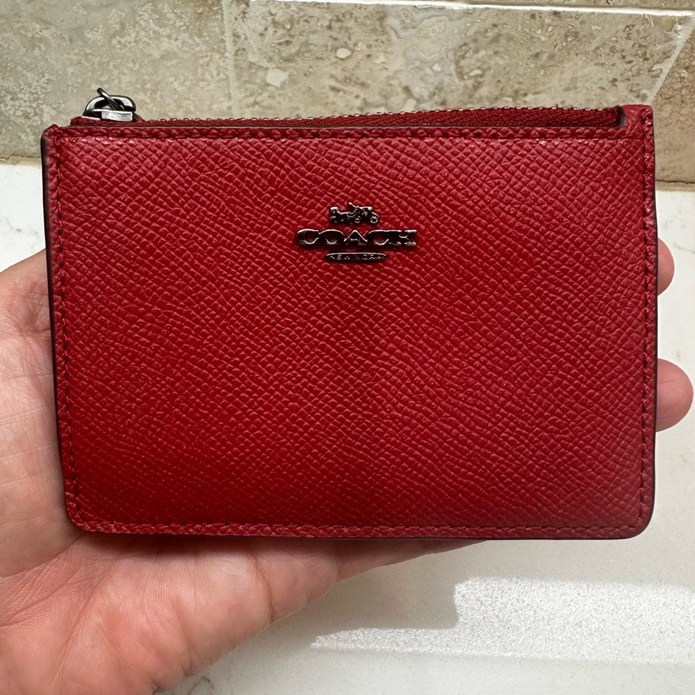Coach Scarlet Leather Card Wallet